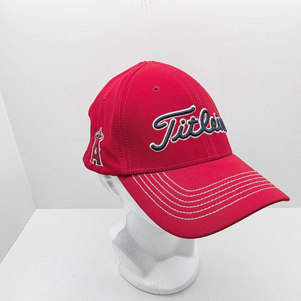 TITLEIST Los Angeles Angels L/XL Men's‎ MLB Fitted Golf Hat-Red/Black Baseball